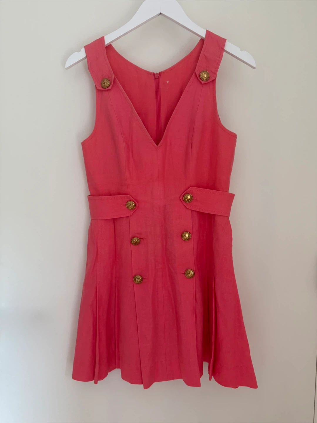 🏈Zimmermann The Lovestruck Buttoned Mini Dress in Coral Pink - photo 3