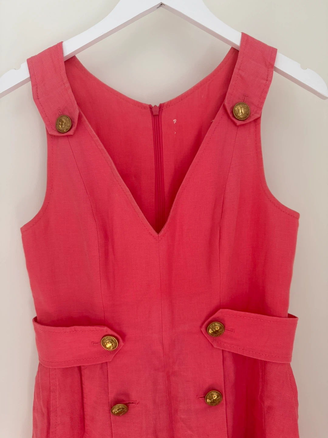 🏈Zimmermann The Lovestruck Buttoned Mini Dress in Coral Pink - photo 4
