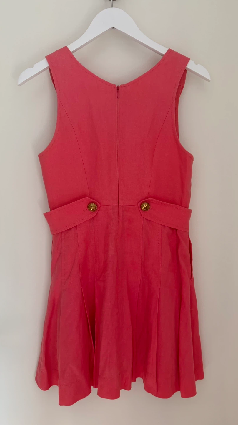 🏈Zimmermann The Lovestruck Buttoned Mini Dress in Coral Pink - photo 5