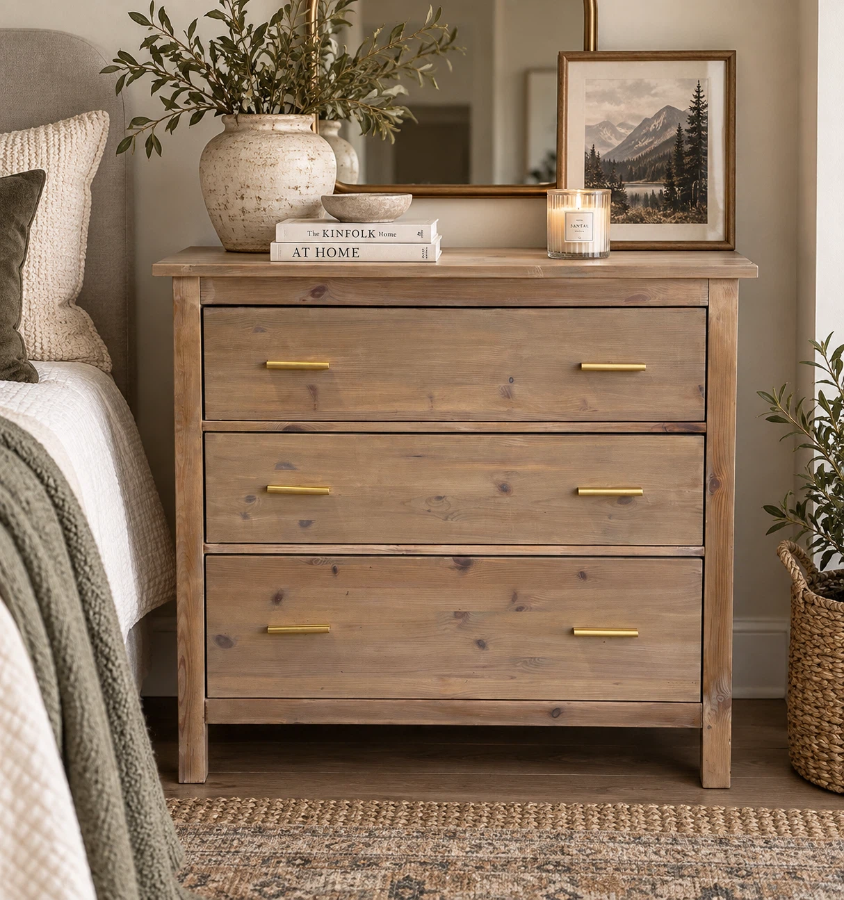 Three-Drawer Wooden Dresser