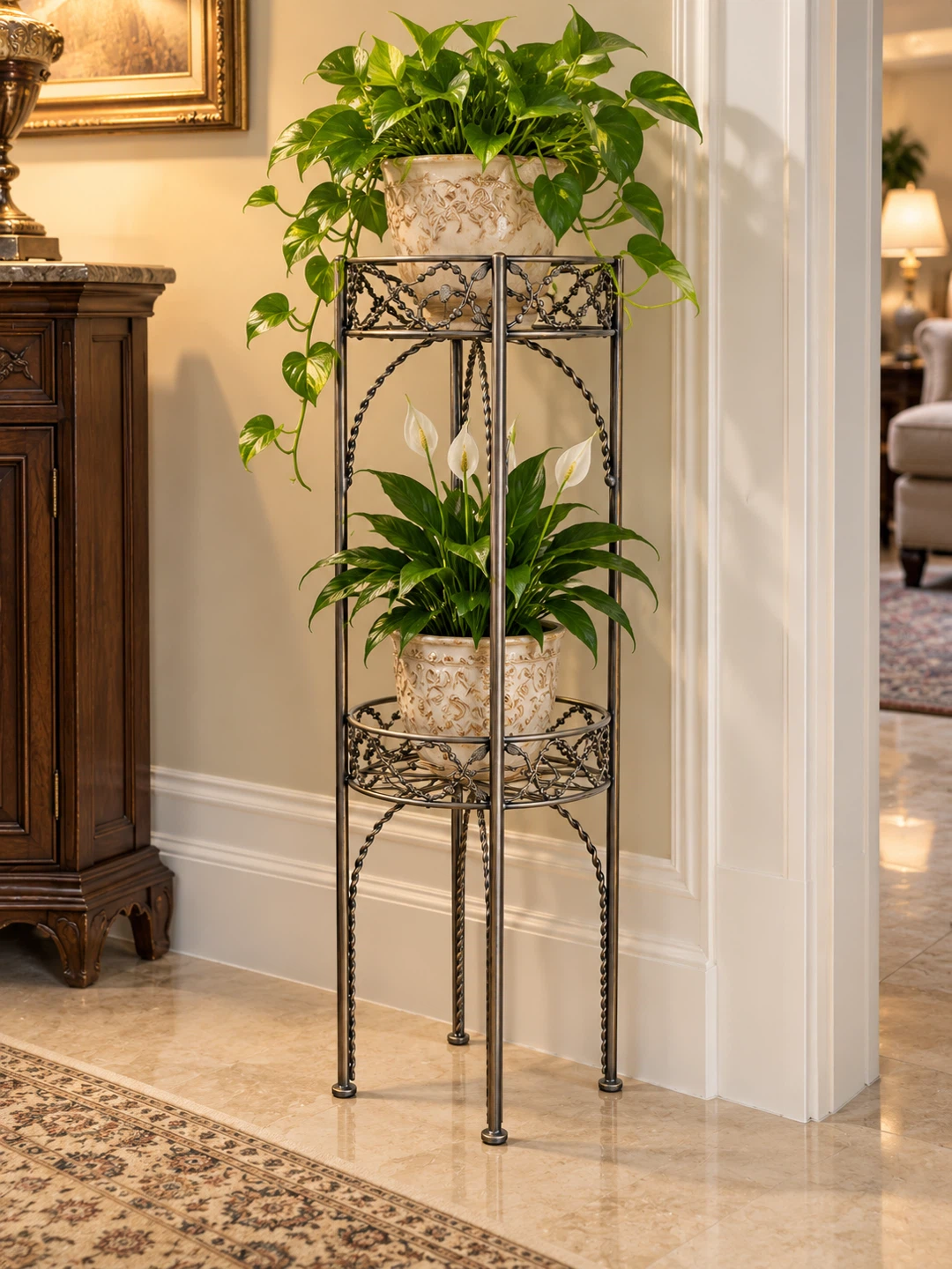 Two-Tier Metal Plant Stand