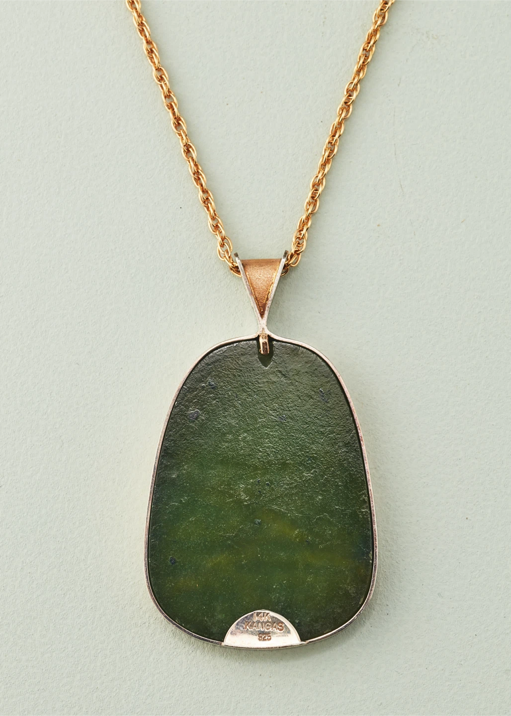 Dennis Kangasniemi 14K Gold & BC Jade Bear Pendant Necklace - photo 5