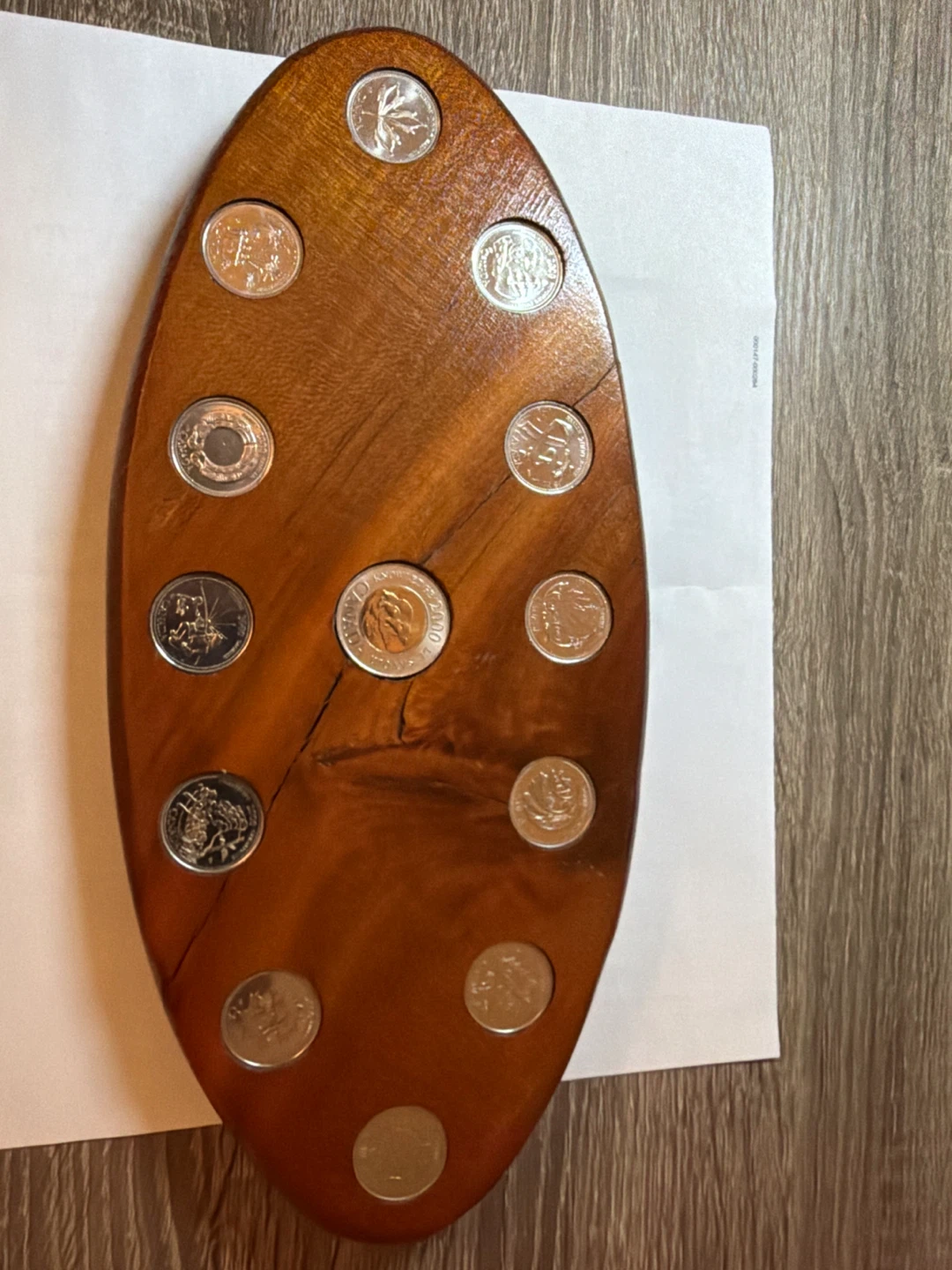 Canadian Coin Collection on Wooden Display Plaque