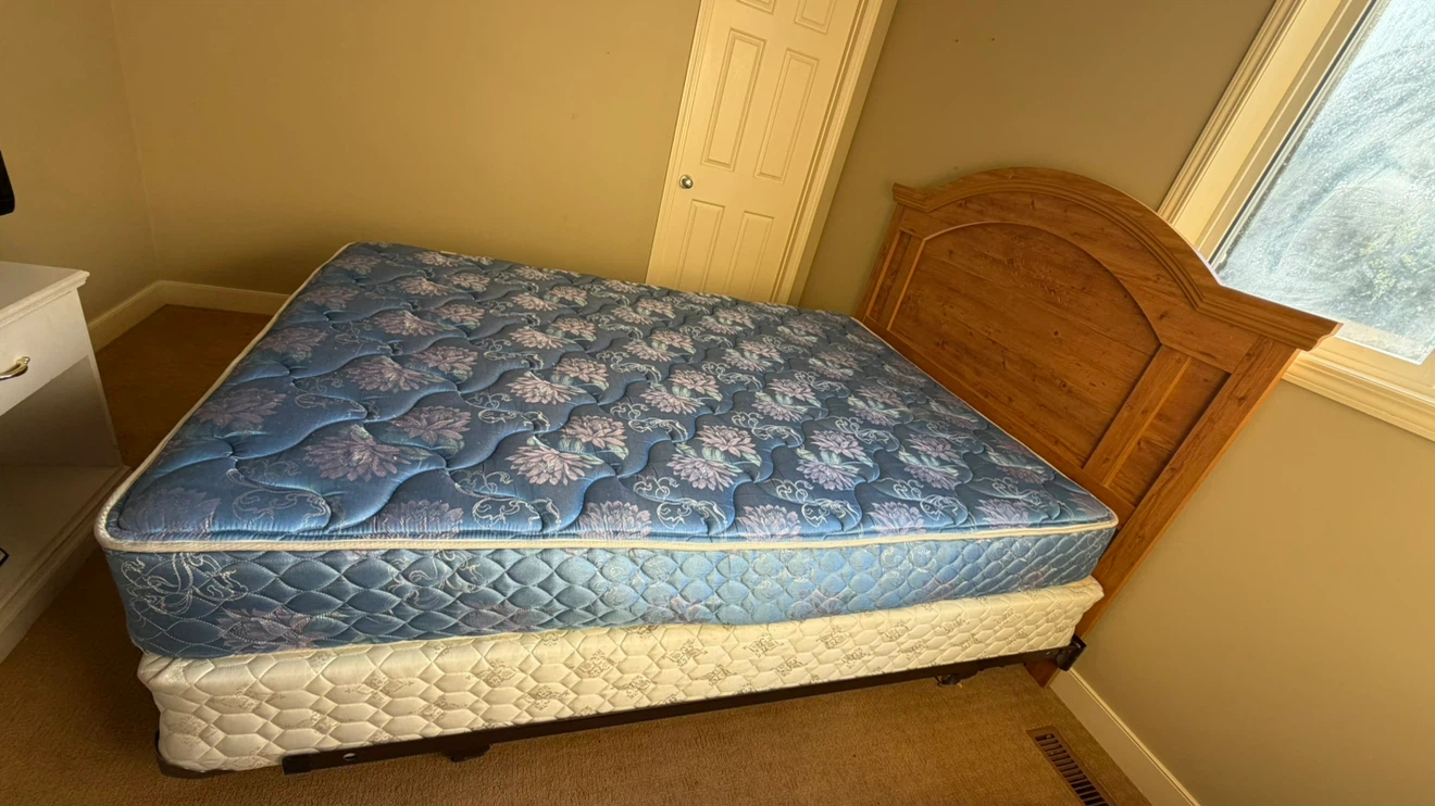 Double bed frame with headboard and mattress