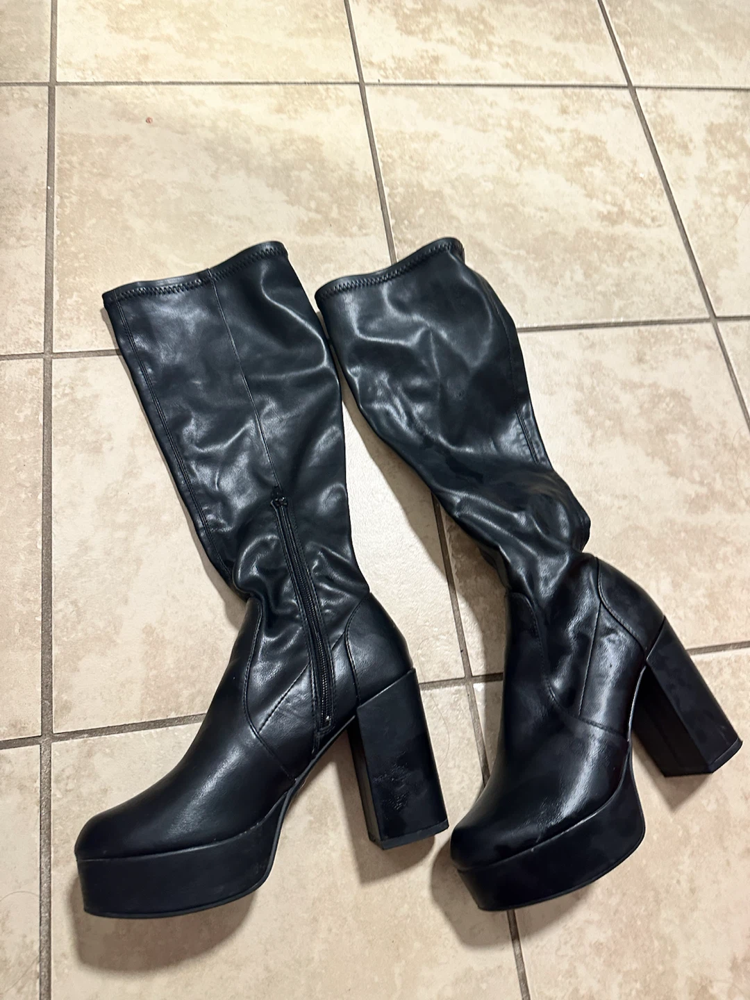 Black Knee-High Platform Boots Size 6.5