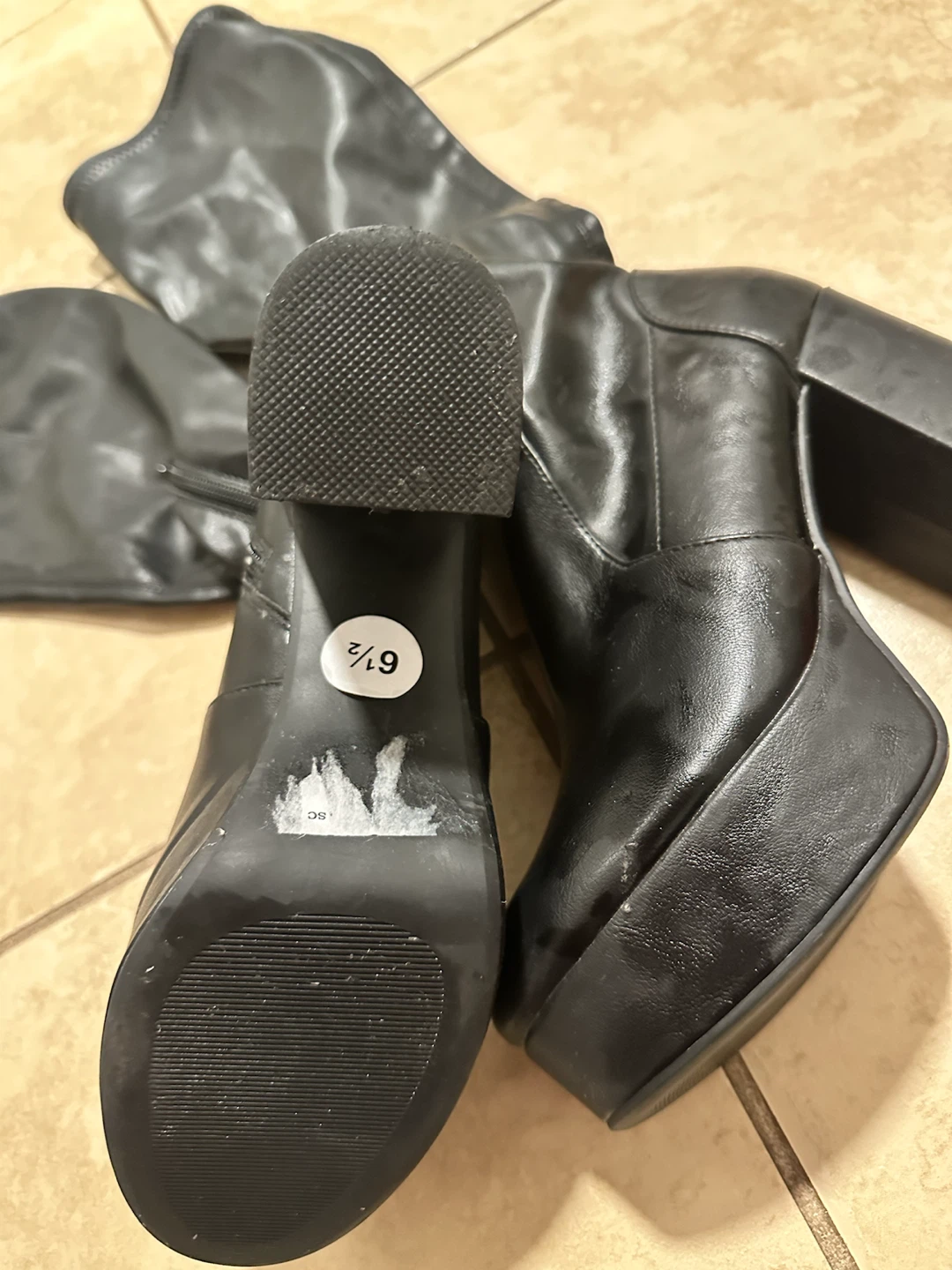 Black Knee-High Platform Boots Size 6.5 - photo 2