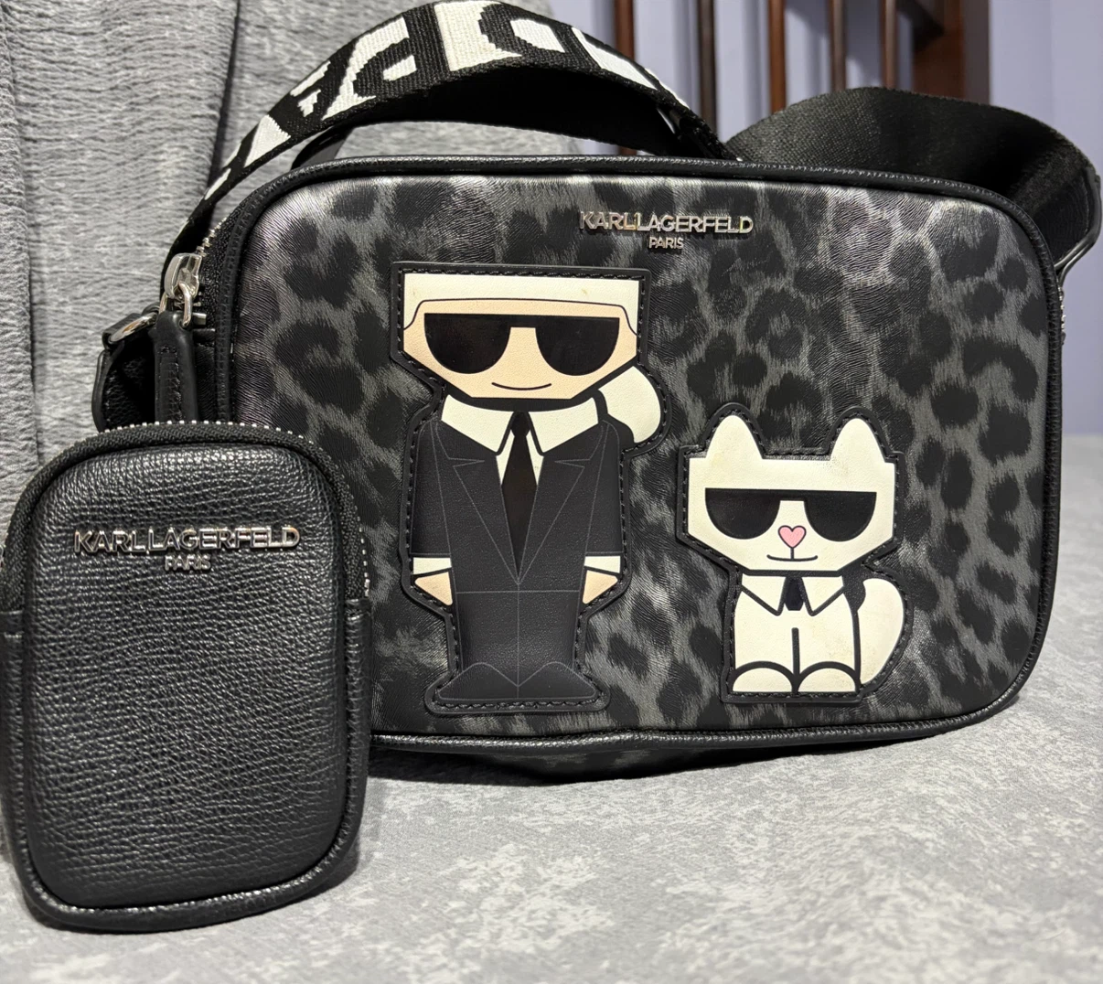 KARL LAGERFELD Paris Crossbody Bag – Leopard Karl & Choupette