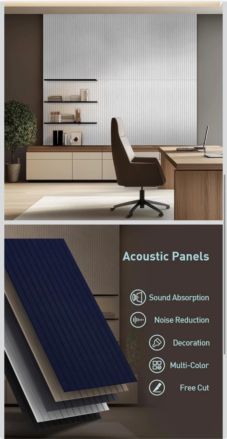 6 Pack White Slat Acoustic Wall Panels - photo 2