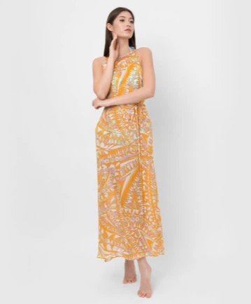 🏈Emilio Pucci Vintage Silk Chiffon Banderine Print Dress