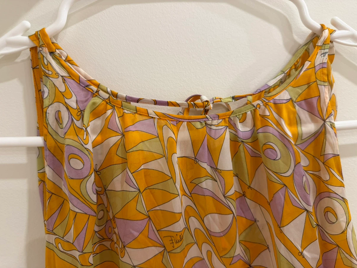 🏈Emilio Pucci Vintage Silk Chiffon Banderine Print Dress - photo 4