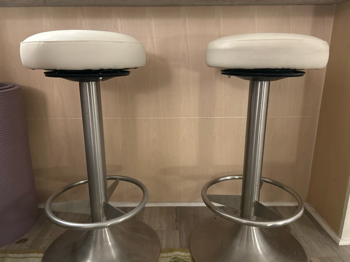 Set of Two White Modern Bar Stools