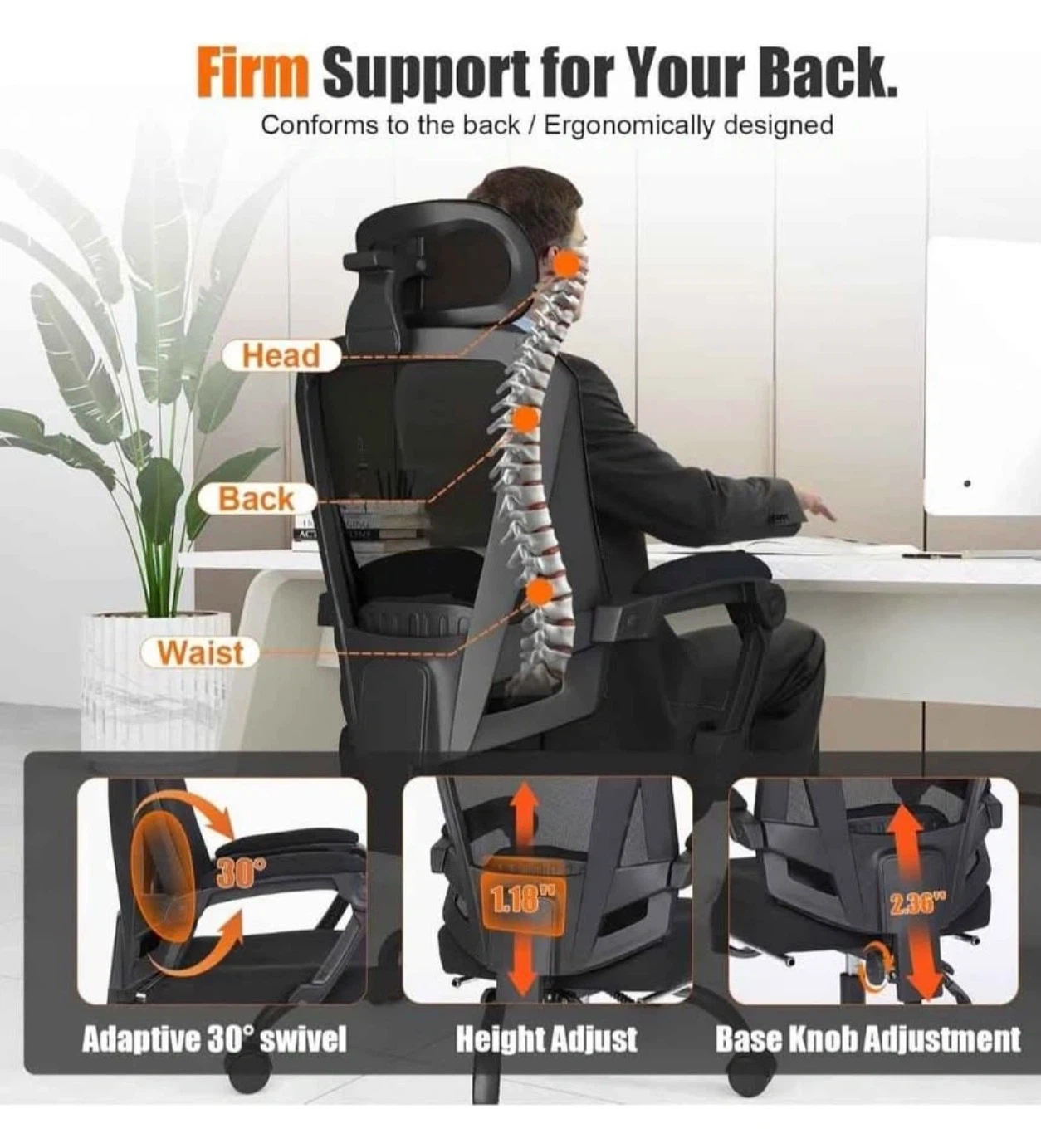 Ergonomic Office Chair with Adjustable Lumbar - photo 3