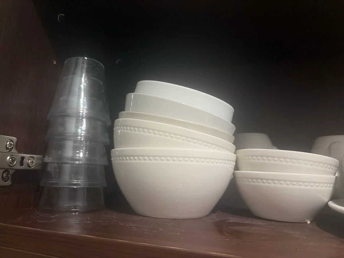 Set of White Ceramic Beaded Bowls