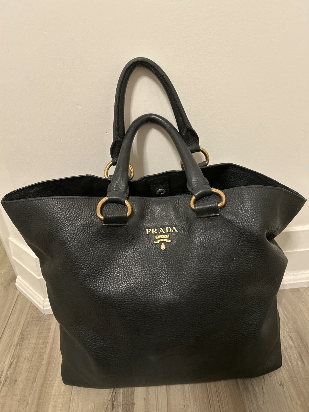 Authentic vintage Prada Black Leather Tote Bag