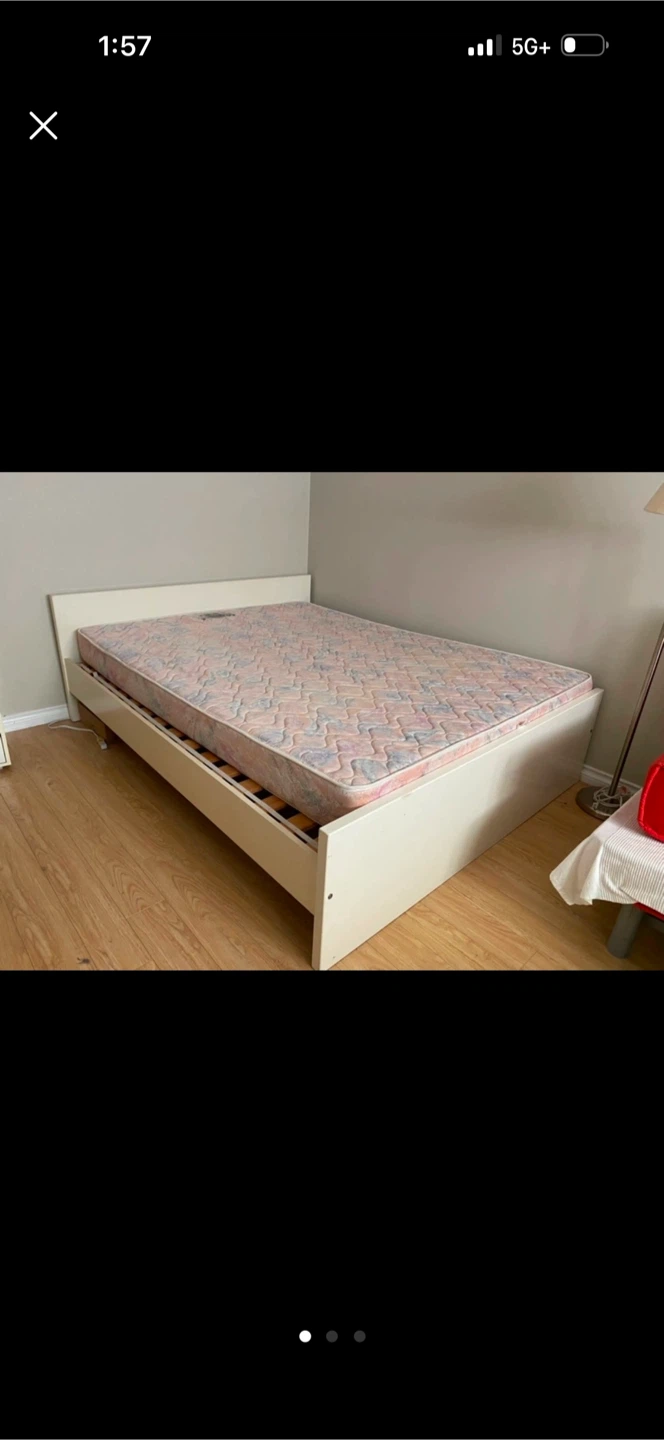 IKEA Queen White Bed Frame - photo 4