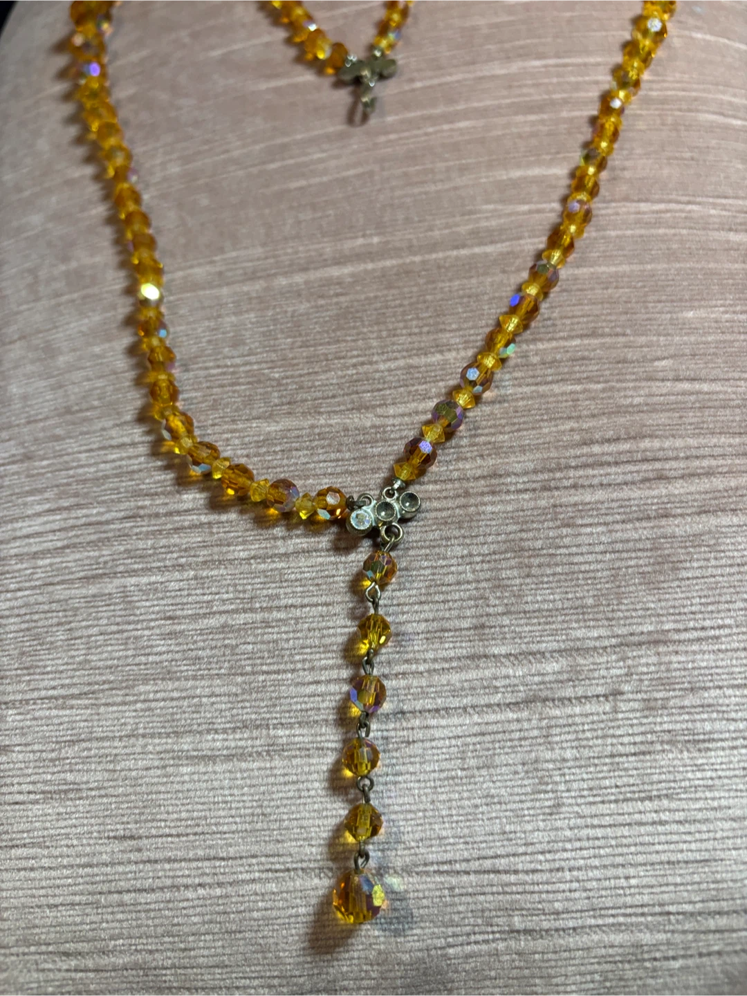 Amber Crystal Bead Rosary - photo 4
