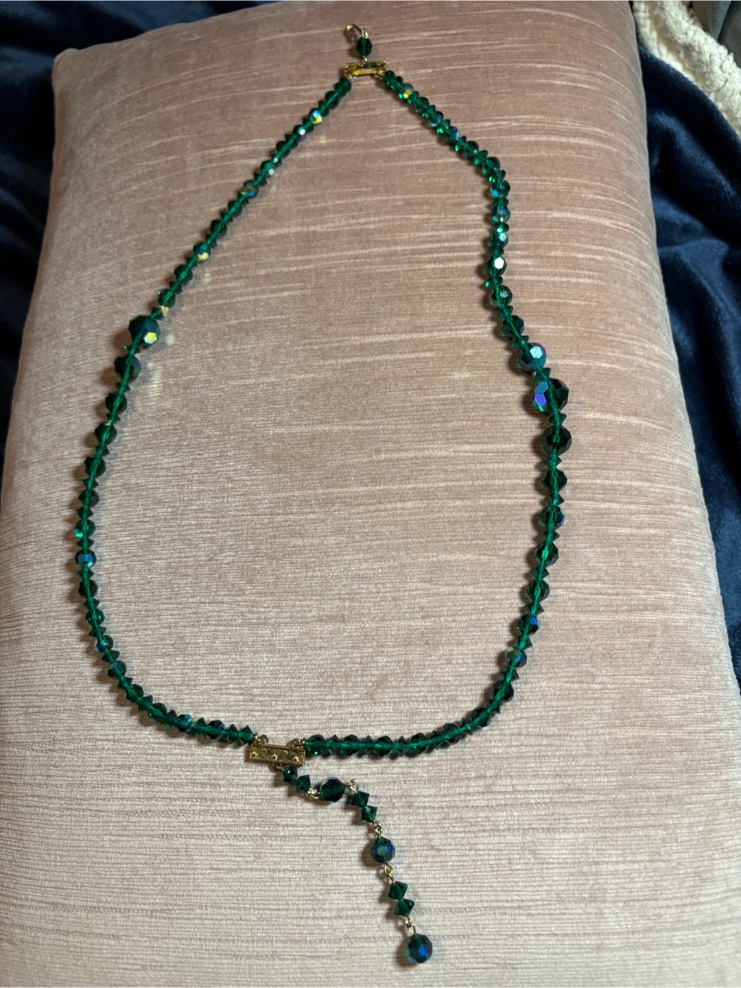 Vintage Green Crystal Bead Necklace