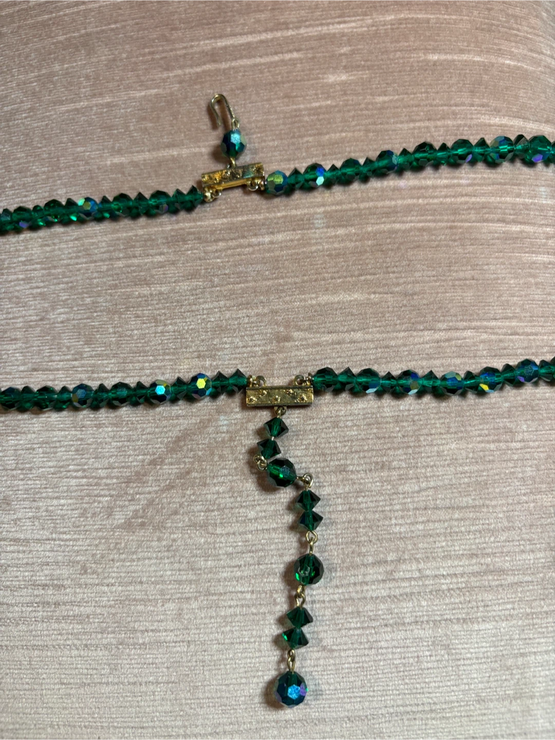 Vintage Green Crystal Bead Necklace - photo 2