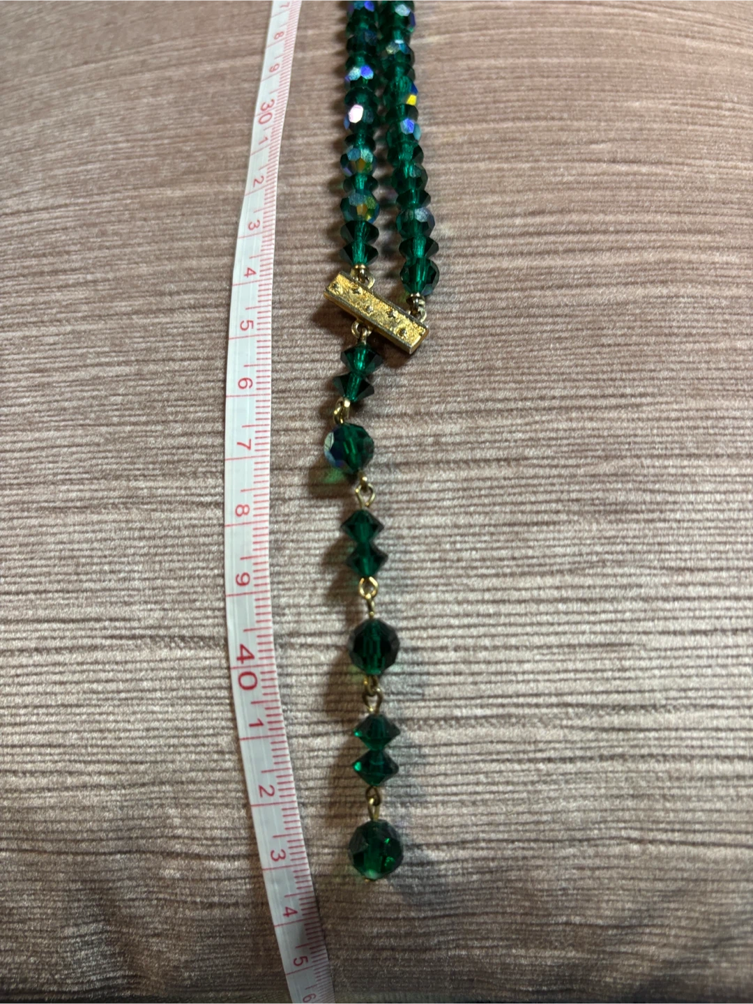Vintage Green Crystal Bead Necklace - photo 4