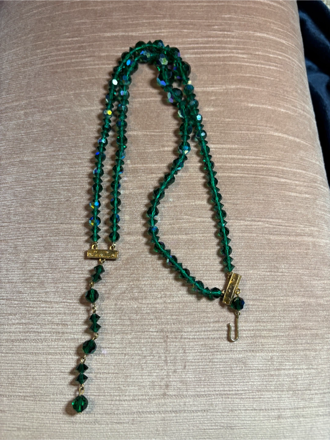 Vintage Green Crystal Bead Necklace - photo 5