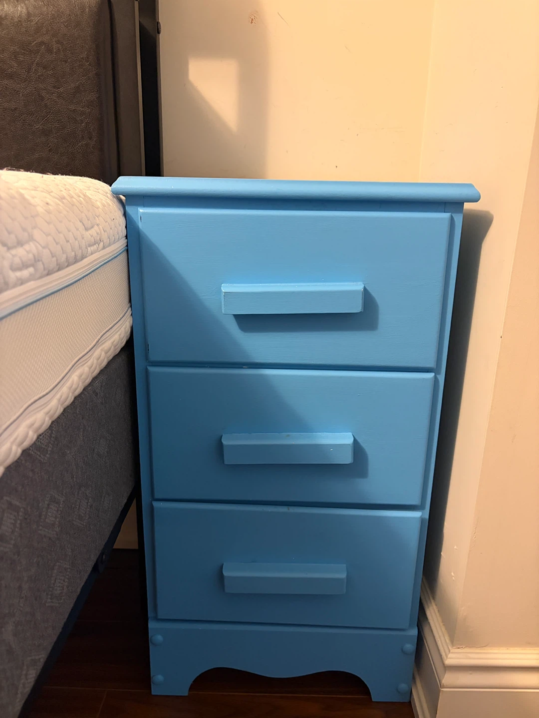 Blue 3-Drawer Bedside Table