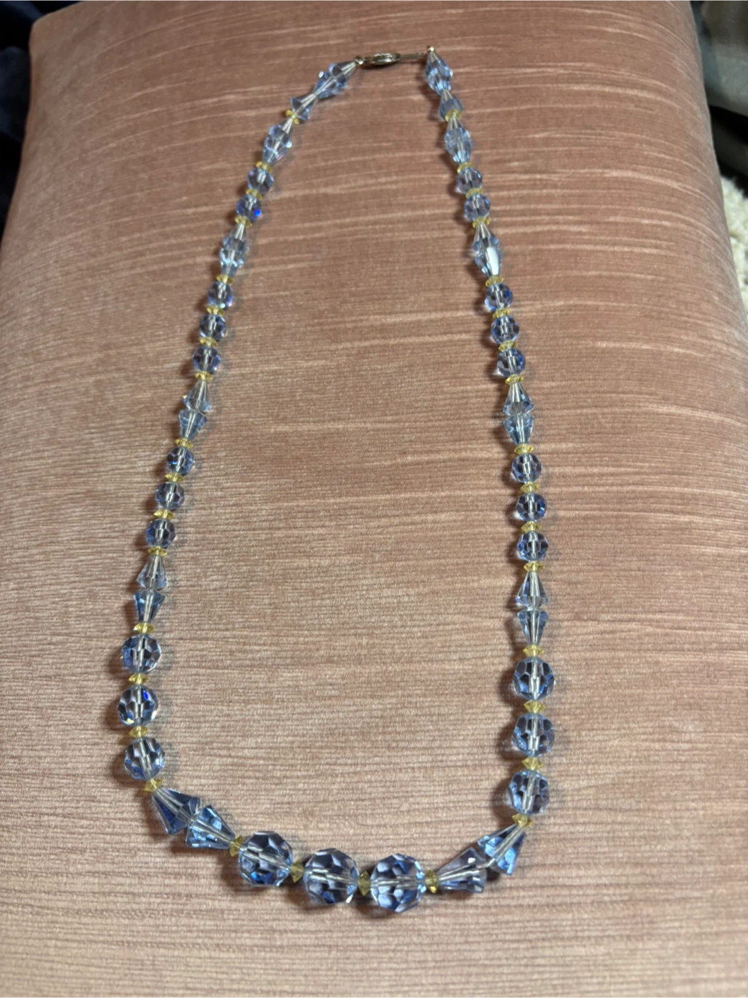 Vintage Light Blue Crystal Bead Necklace
