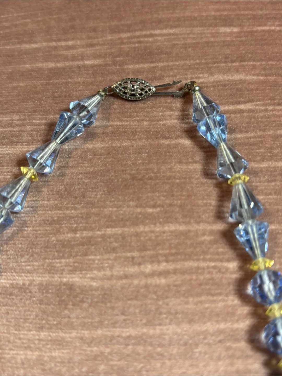 Vintage Light Blue Crystal Bead Necklace - photo 2