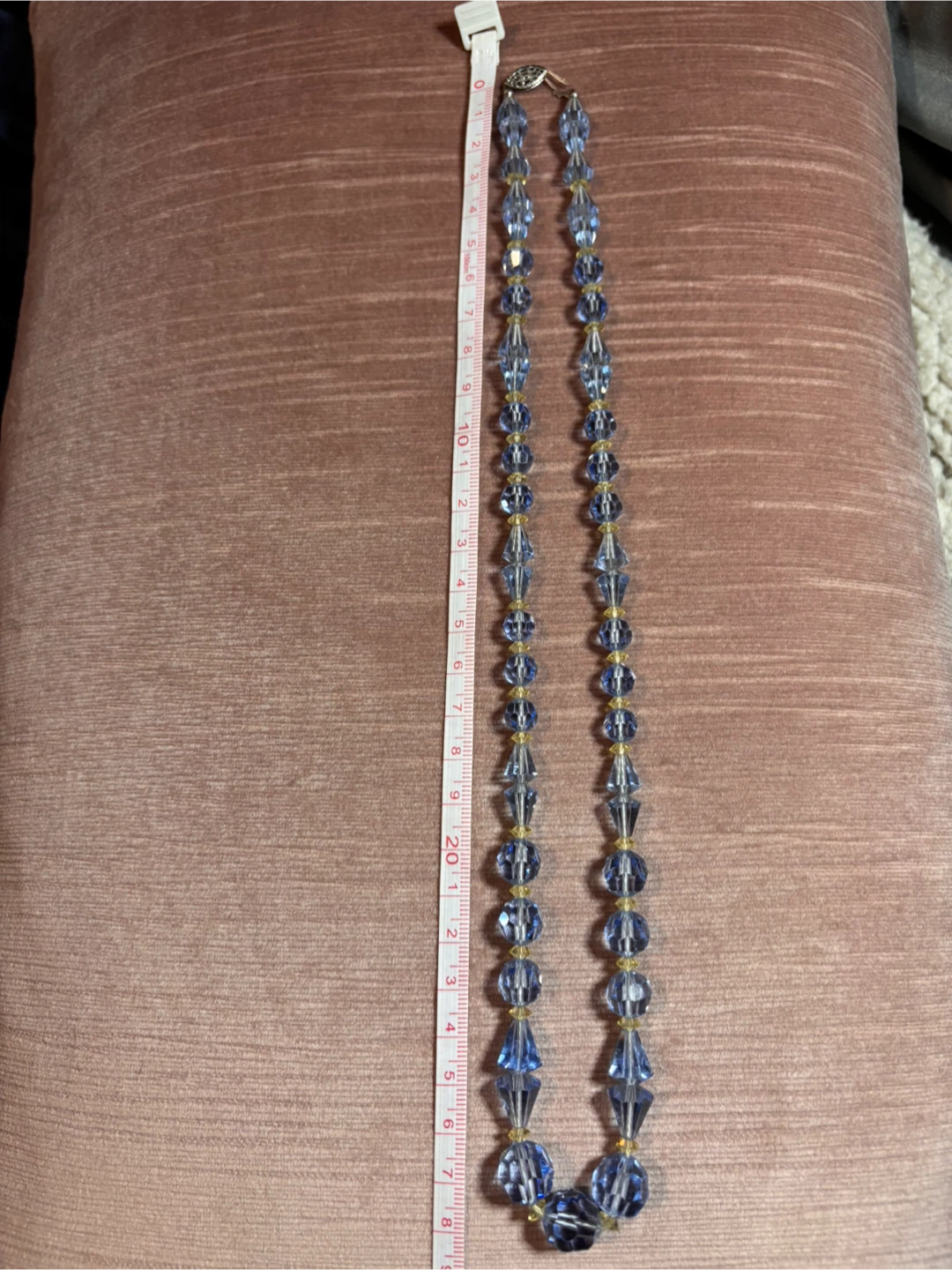 Vintage Light Blue Crystal Bead Necklace - photo 3