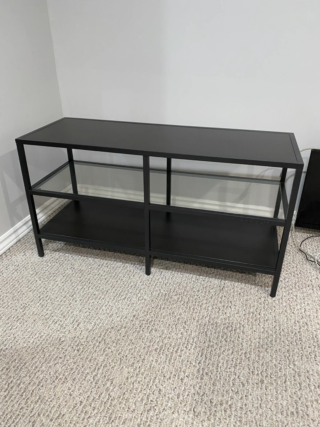 IKEA Black Metal and Glass Console Table