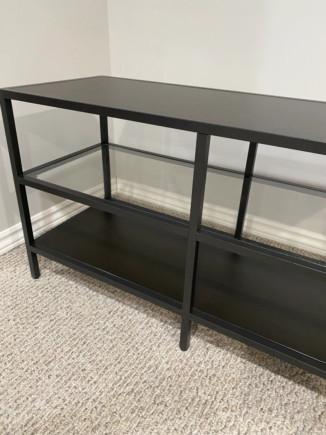 IKEA Black Metal and Glass Console Table - photo 2