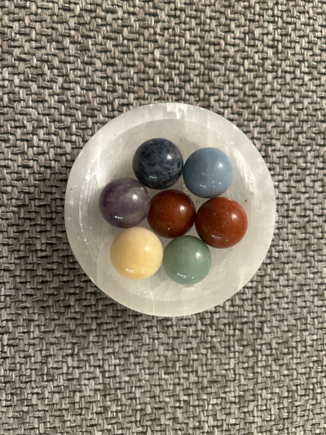 Happy Soul 7 Mini Crystal Spheres with Selenite Bowl