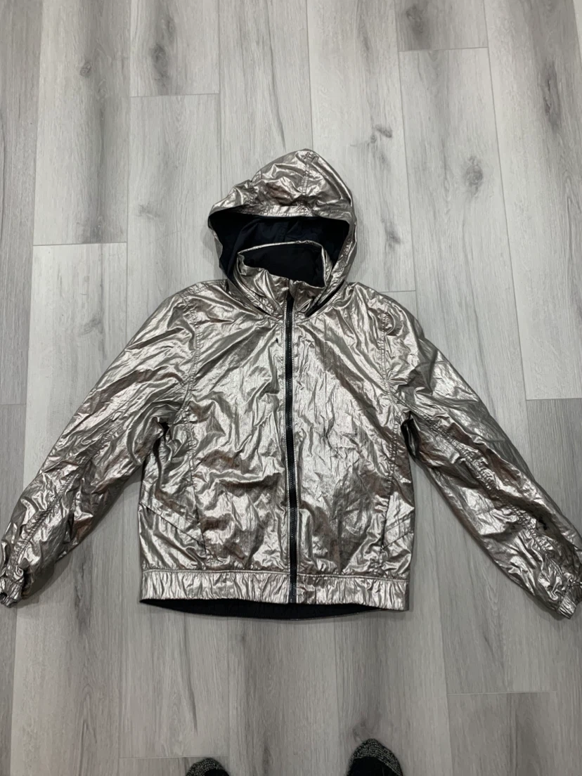Zara Metallic Silver Hooded Jacket