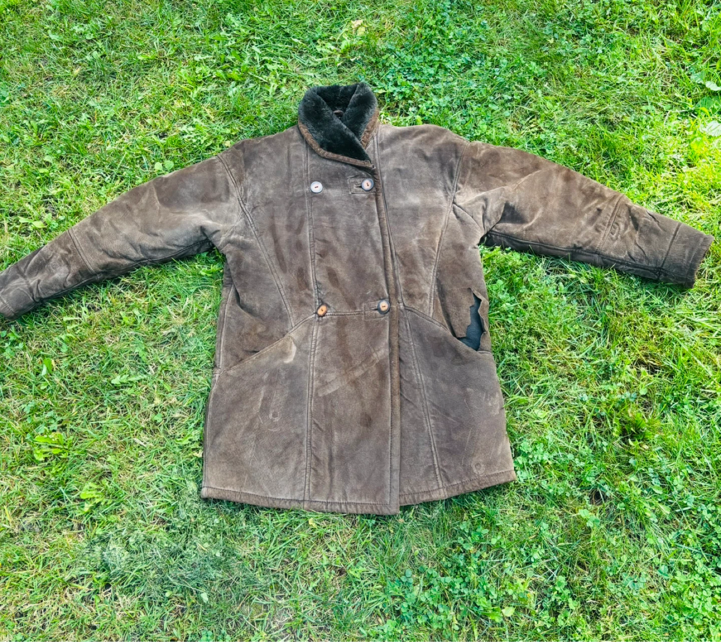 Warmest Vintage Brown Leather Coat (large)