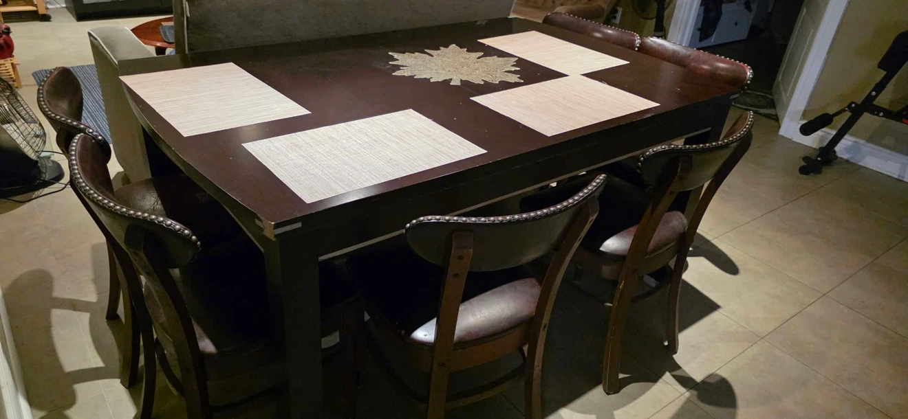 Dark Wood Dining Table with 6 Chairs-OBO - photo 2