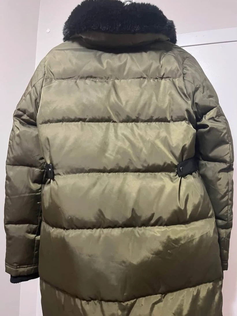 Olive Green Puffer Jacket with Faux Fur Collar - photo 2