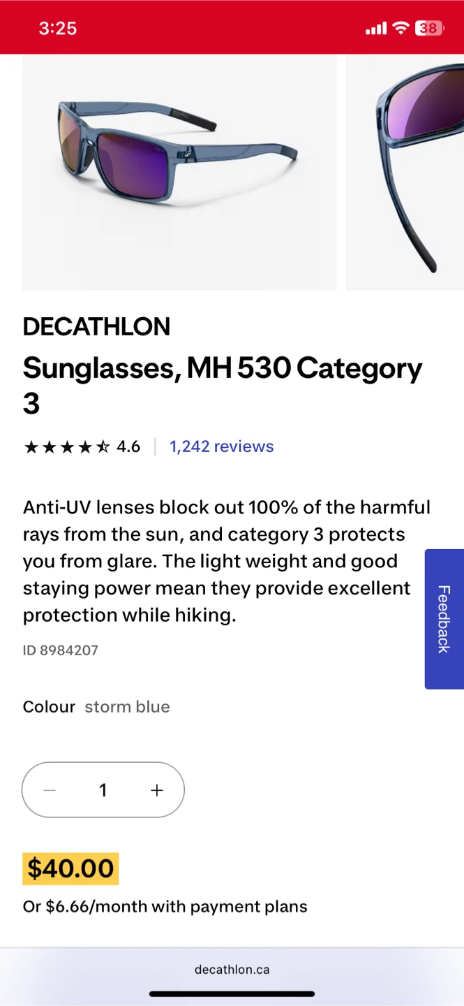 Decathlon MH 530 Category 3 Sunglasses - Storm Blue