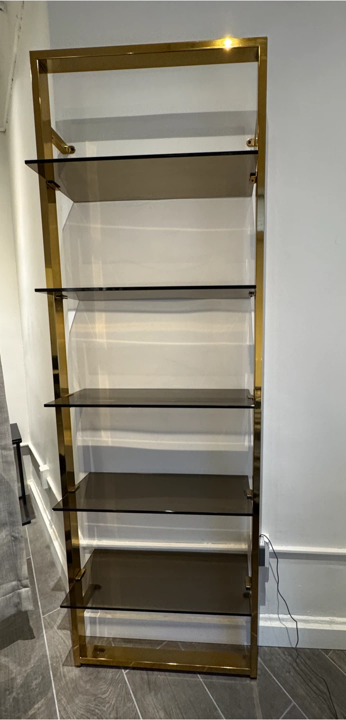 CB2 Tesso Brass Metal Wall Mount Bookshelf - photo 4