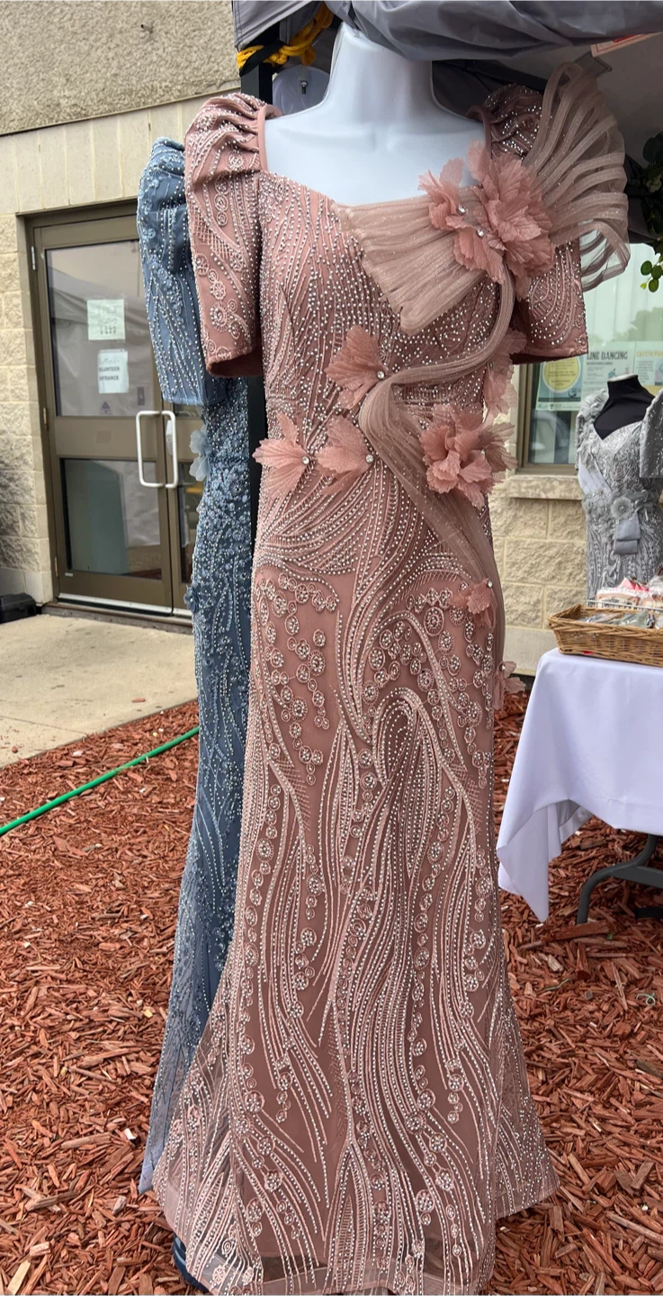🏈 Dusty Rose Beaded Formal Gown