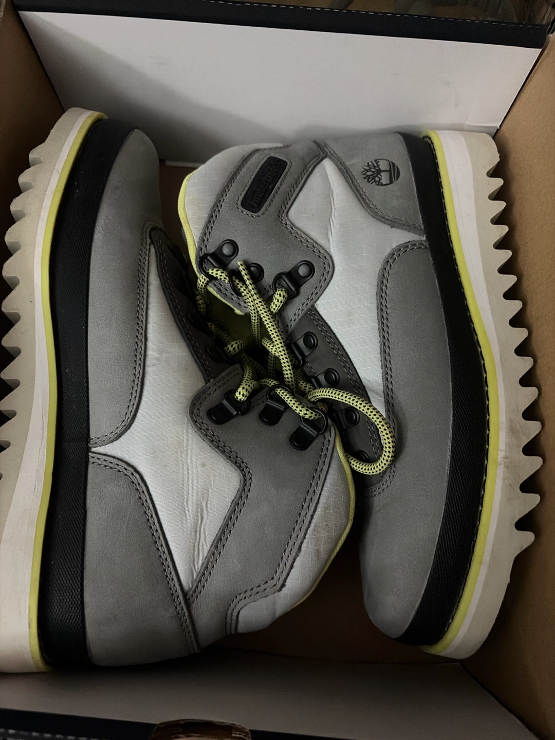Timberland Grey and White Boots