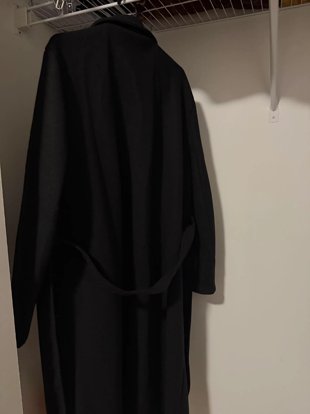 Black long wool-blend coat