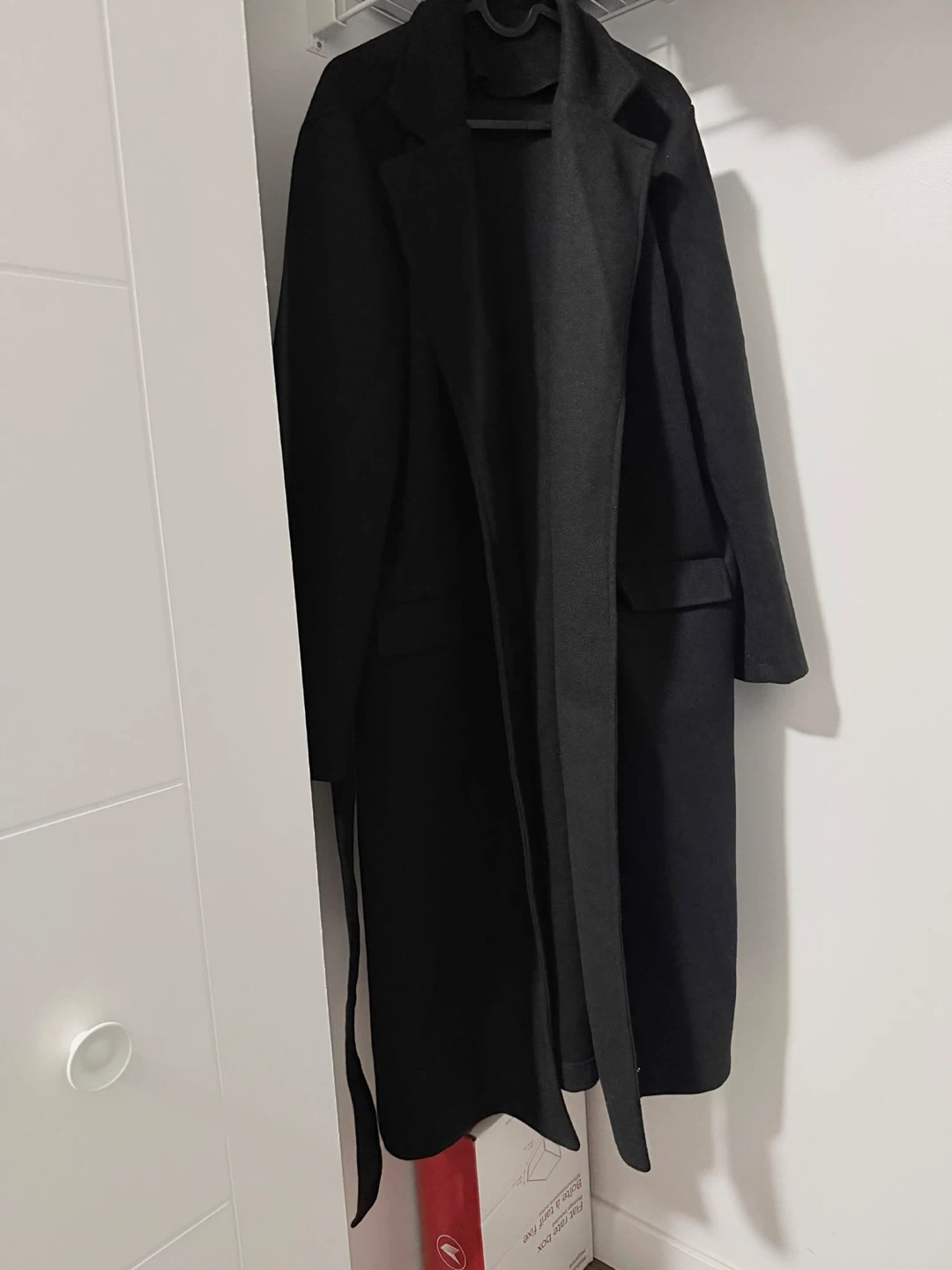 Black long wool-blend coat - photo 2