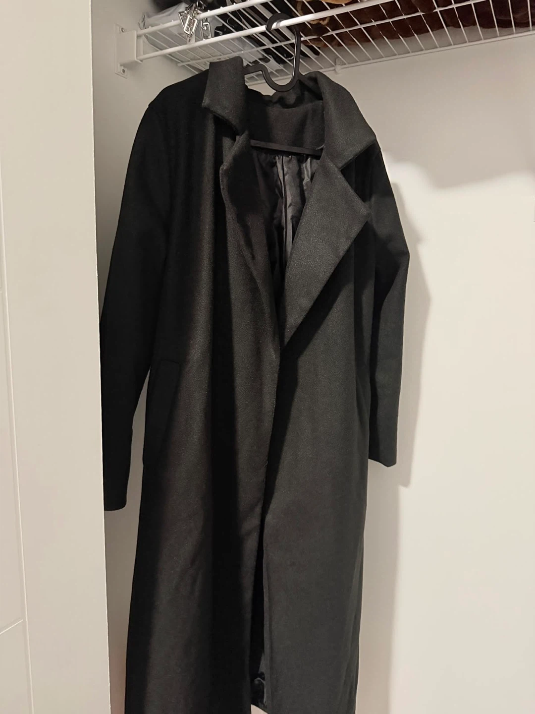 Black long wool-blend coat - photo 3