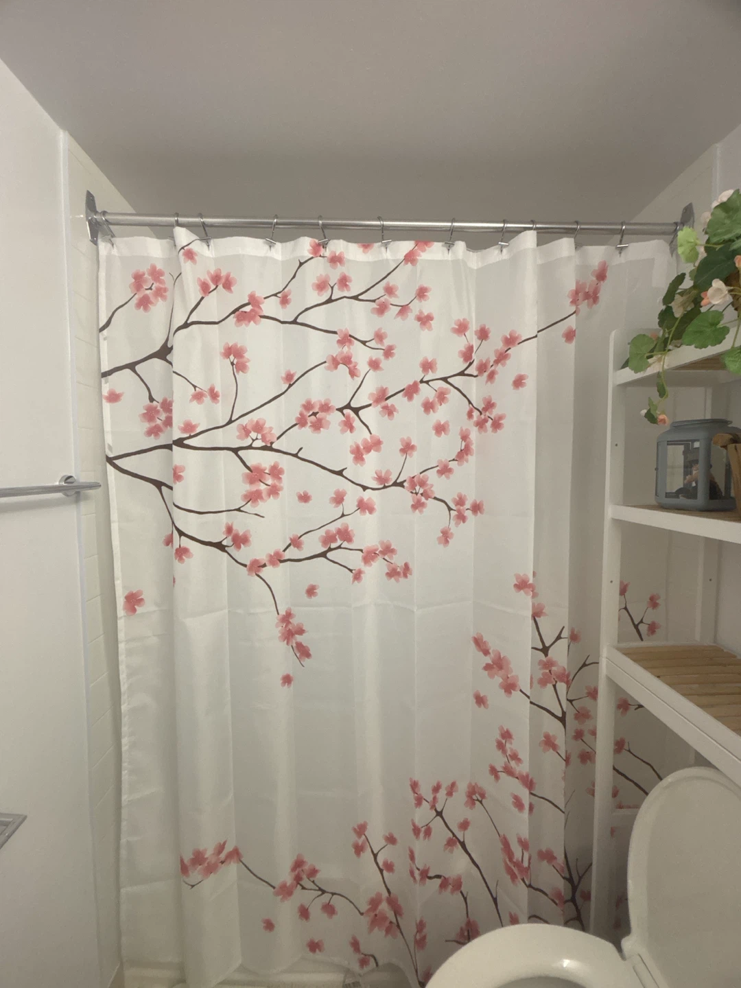 🏈 Cherry Blossom Shower Curtain with Rings