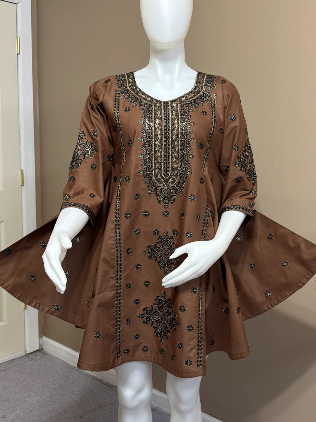 Cotton embroidered peplum top