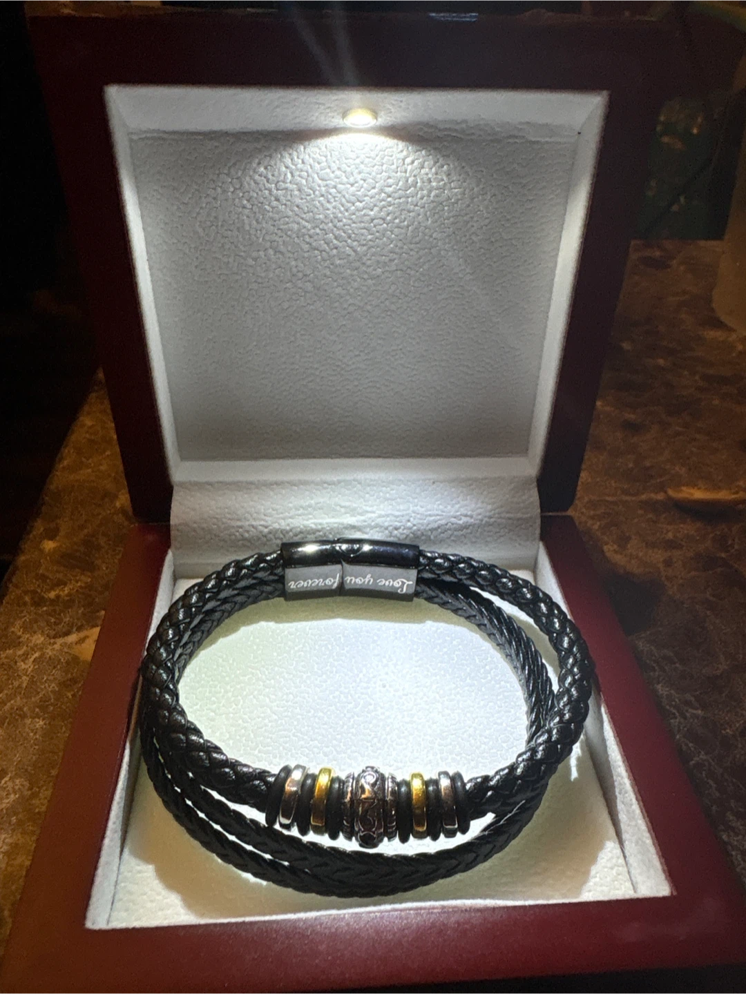 🏈 Braided Leather Love You Forever Bracelet