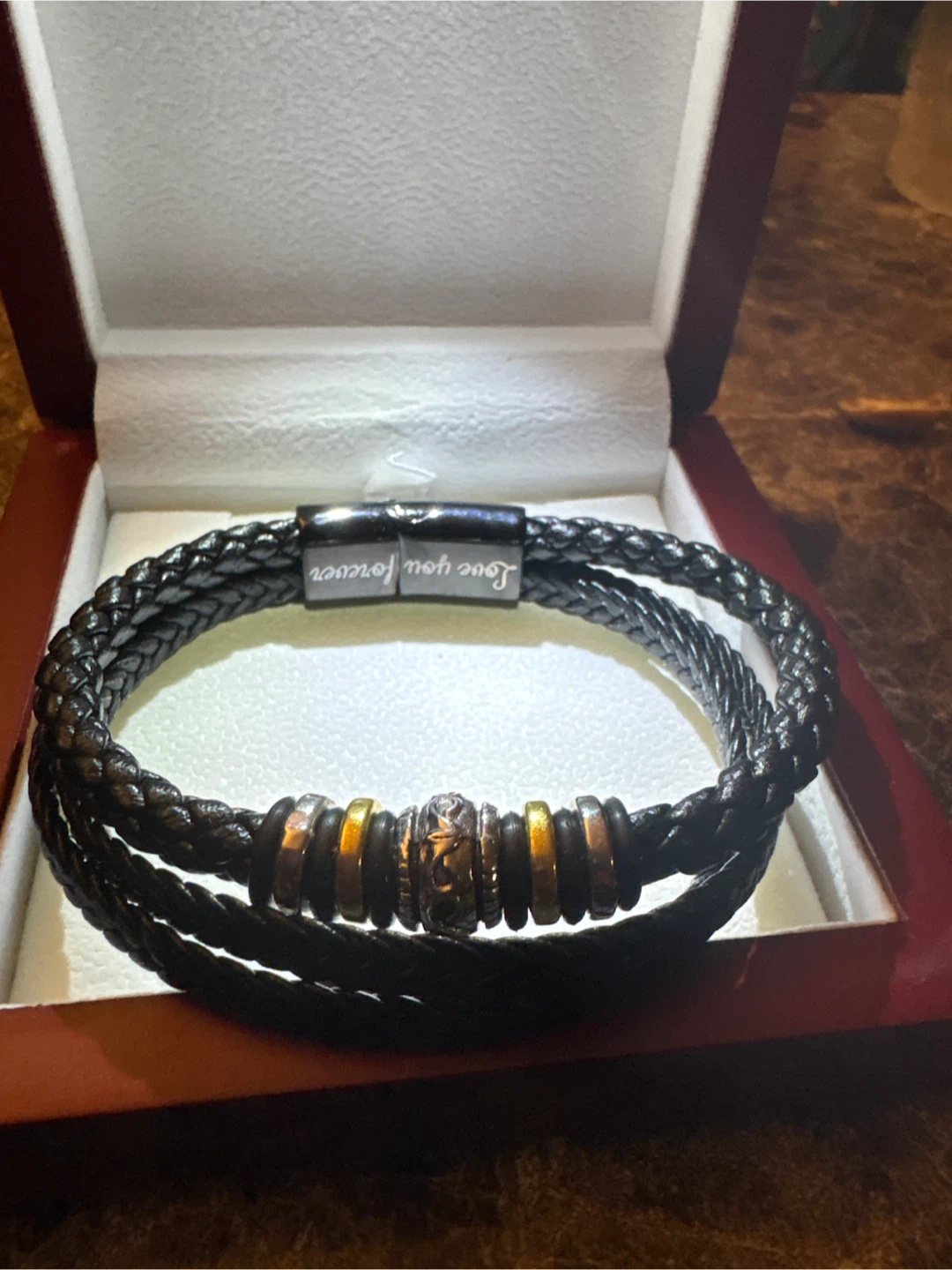 🏈 Braided Leather Love You Forever Bracelet - photo 4