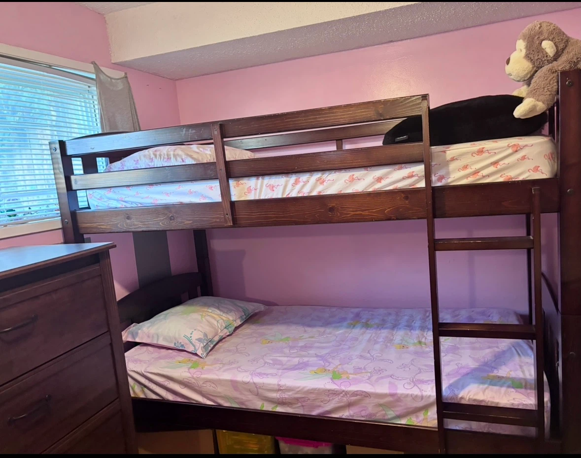 Dark wood bunk bed