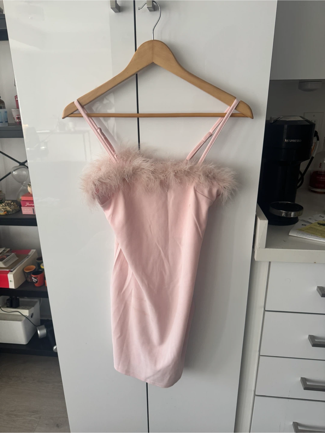 Streetwear Society Feather Trim Mini Dress