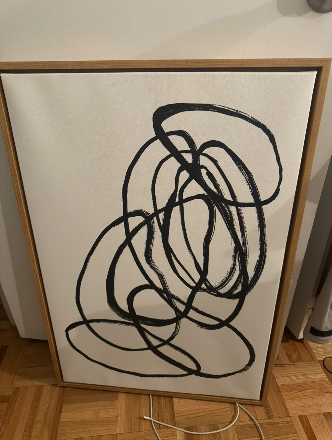 Abstract Black and White Framed Canvas Art