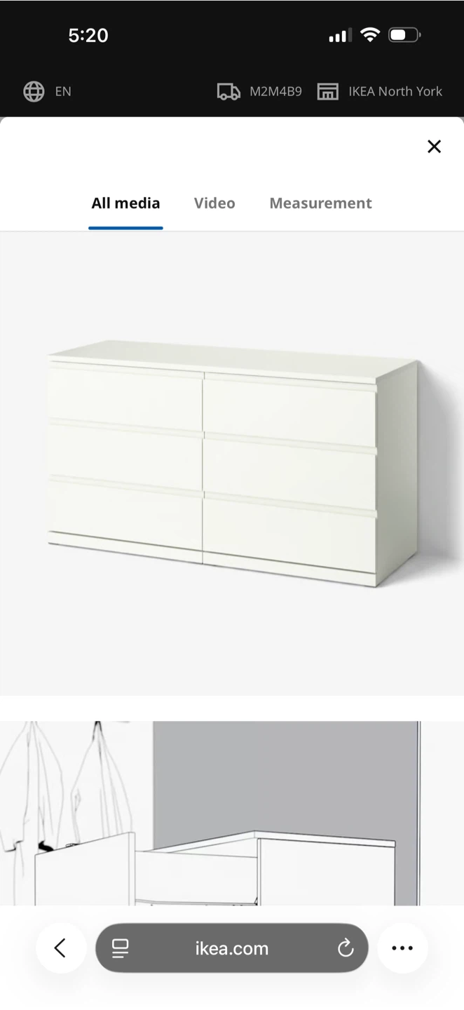 IKEA MALM 6-Drawer Dresser White